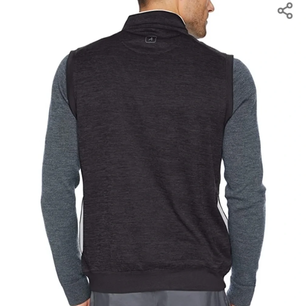 PGA Tour Golf 1/4 Zip Vest-Black/Heather Gray-Men Size XL